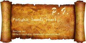 Petyka Immánuel névjegykártya